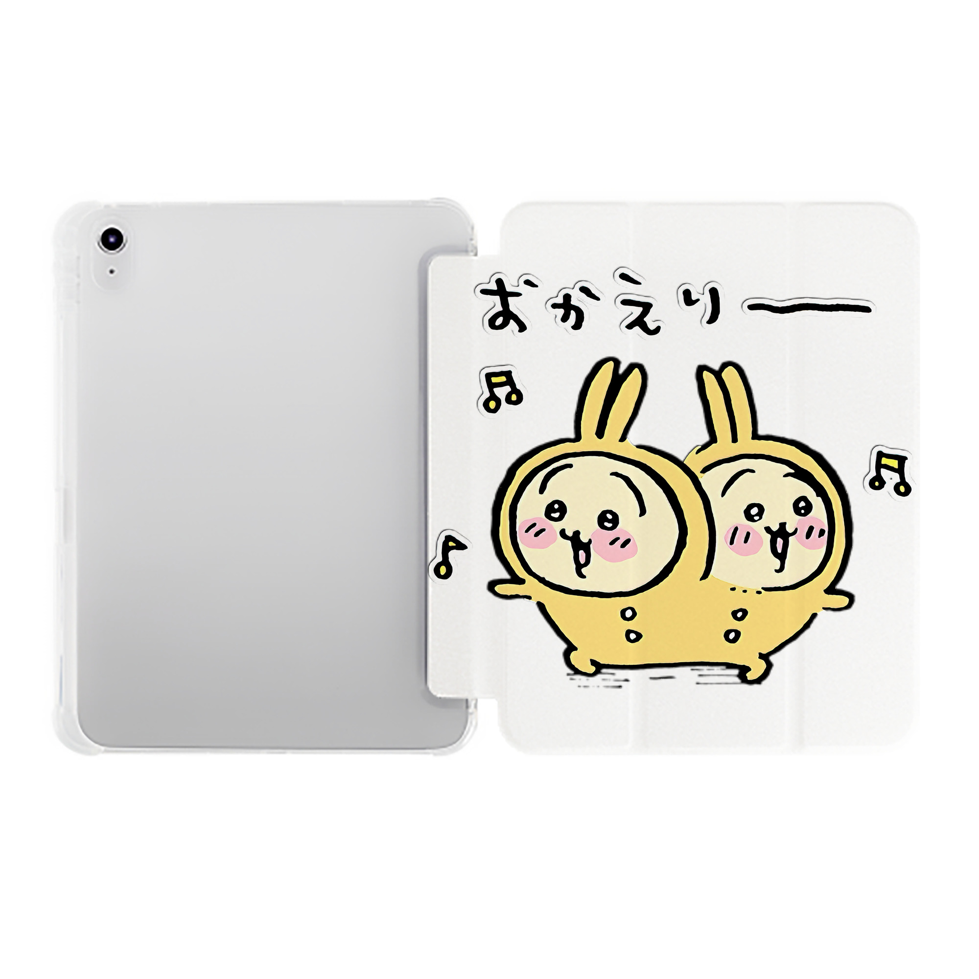 （画像用） ちいかわ うさぎ Chii-kawa usagi IPad ケース ペン収納付き 三つ折りスタンド PUレザー×シリコン 対応機種9.5/10.5/10.9インチ